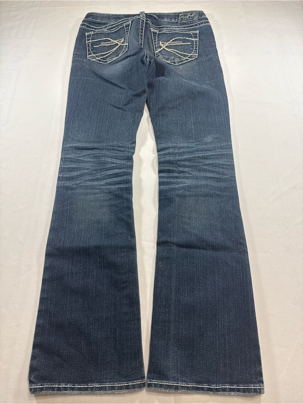 Y2K Silver Aiko Bootcut Jeans Embroidered Y2K McBling Flared Jeans Size 27